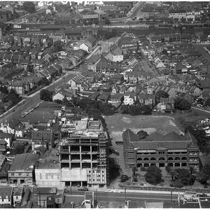 Aerial view of new British Breweries buildings in Parramatta Road Petersham
