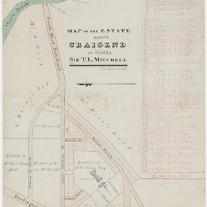 Map of the estate named Craigend [cartographic material] : as sold by Sir T.L.Mitchell / P.L. Bemi, 1841.