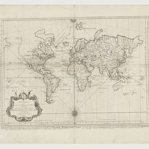 An essay of a new and compact map containing the known parts of the terrestral globe [cartographic material] / by N. Bellin, Engineer of the Marine at the Hague by P. de Hondt.