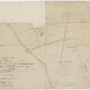Copy of a plan lent by Mr. Jas. Underwood, being the production of Francis Clarke, surveyor. It has neither bearings nor distances given, which renders its character very questionable [signed] P. L. Bemi [cartographic material]