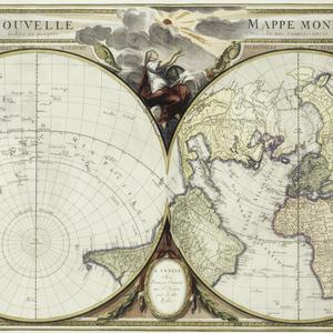 Nouvelle Mappe Monde dediee au progres de nos connoissances [cartographic material] / Francois Santini.