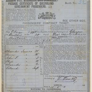 Passenger's contract ticket issued to Alexander Innes, ...