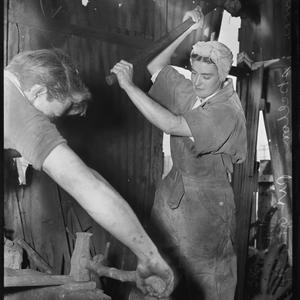 Fatima Skelton, woman blacksmith of Newcastle, July 195...