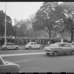 Item 372: Tribune negatives including teachers at Tivoli and Belmore Park meeting, demonstration at the Greek Consulate, unidentified man with vehicle, trade union leaders meeting, cricketers Freddie Truman, Colin Milburn, Basil D'Oliveria, Gary Sobers interviewed for the World Championship Cricket, September 1968