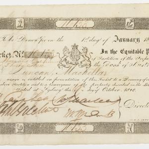 Item 644: Bank of Australia, ticket for partitioning lo...