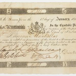 Item 641: Bank of Australia, ticket for partitioning lo...