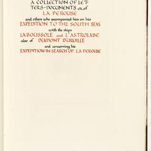 Collection of letters and documents of La Perouse and o...