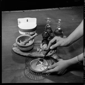 Cookery: preparations for salad making, 30 November 1965 / photographs by Alec Iverson
