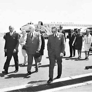 Prime Minister Menzies and official party disembark fro...