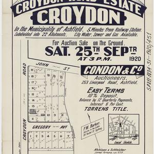 [Croydon subdivision plans] [cartographic material]
