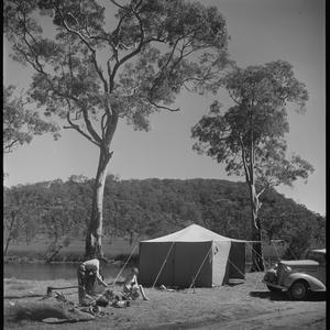 File 11: Camping scene at Narrabeen, shows David Moore,...