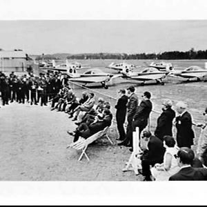 Official opening of the Hoxton Park Flying School by the Minister for Civil Aviation R.W.C. Swartz, Hoxton Park Aerodrome