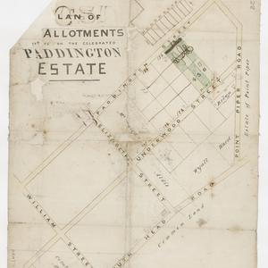 Plan of allotments situate on the celebrated Paddington...