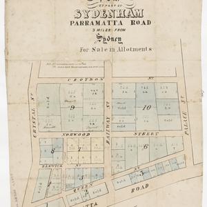 Plan of part of Sydenham, Parramatta Road, 3 miles from...