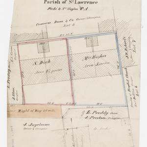 Part of J. Lowry's Lot 10. Sec 7, Parish of St. Lawrence, Dicks' & Mrs Hughes, T.A. [cartographic material] / F. H. Reuss.