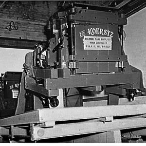 C. Koerstz wool presses loaded at their Rosebery factory for export to India under the Colombo Plan