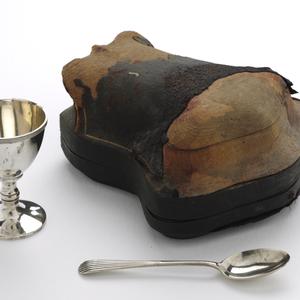 Patrick White - silver christening gift, eggcup and spoon, 1913