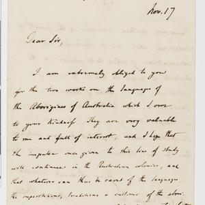 Letter from Max Müller to Captain William Mayne relati...