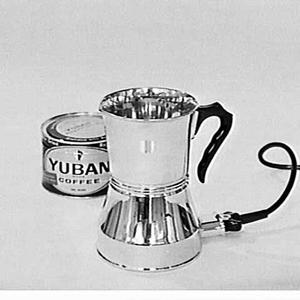 Birko (?) electric jug and tin of Yuban coffee, Christmas present suggestion, David Jones George Street store