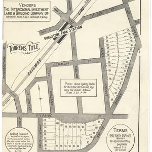 [Hurlstone Park subdivision plans] [cartographic material]