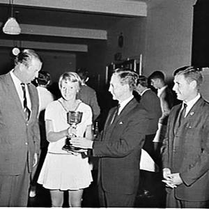 Presentation of the W.V. Armstrong Cup, Age Tennis Championships, 1964, White City