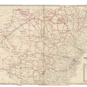 Map of New South Wales showing stock routes, tanks, wel...