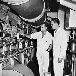 Engine-room crew and officers of the MV Rona