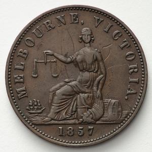 Item 1199: Hide & De Carle halfpenny token, 1857