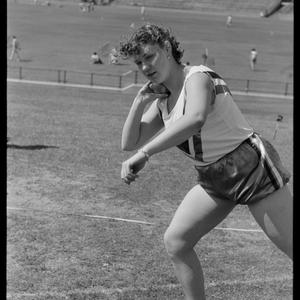 Jill Trinder competing in athletic competitions. Sports...