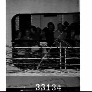 Passengers leaving on the Matson Line liner Mariposa, W...