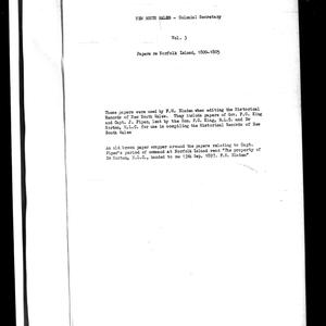 Volume 3: Papers regarding Norfolk Island, 26 June 1800...