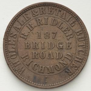 Item 2757: R.B. Ridler penny token, 1862