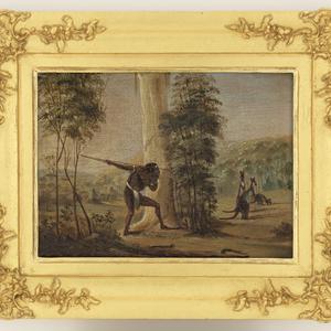 Aboriginal Hunting Kangaroos, 1840s / painted by an unk...