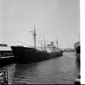 Cargo ship Blue Seas fully loaded with rice, no. 22 Wha...