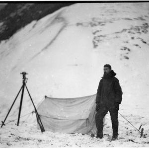 H312: Blake and his tent taken during his survey of the...