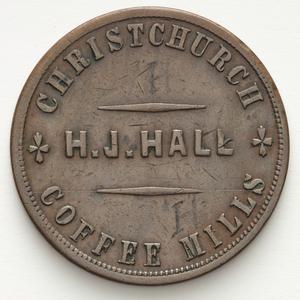 Item 4818: H.J. Hall [Henry J. Hall] penny token, [ca. ...