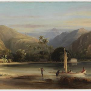 Island of Moorea (Eimeo) near Tahiti, 1840 / painted by...