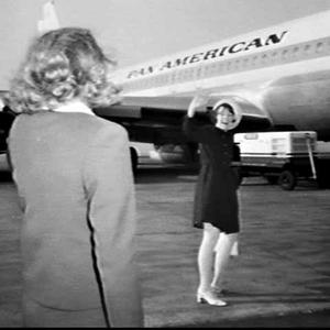Miss Inverell leaves on a Pan Am Boeing 707 flight, Mas...