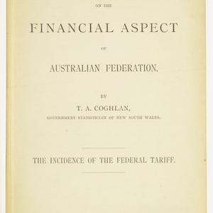 Notes on the financial aspect of Australian federation ...