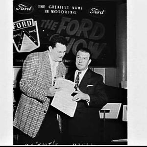 Frank Marlow (left), comedian, on the Ford Show
